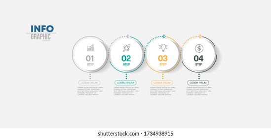 ilustración vectorial Plantilla de diseño infográfico con iconos y 4 opciones o pasos. Se puede usar para procesos, presentaciones, diseño, banner, gráfico de información.