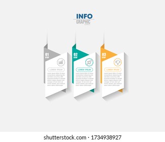 vector illustration Infographic design template with icons and 3 options or steps. Can be used for process, presentations, layout, banner,info graph.