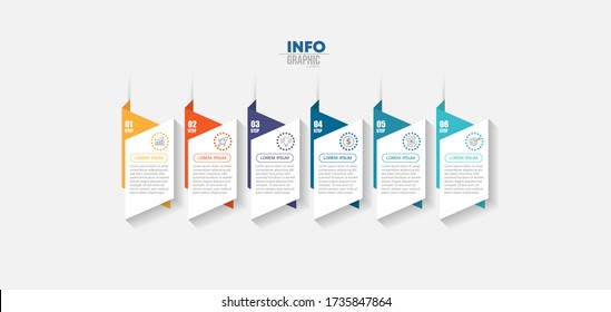 ilustración vectorial Plantilla de diseño infográfico con iconos y 6 opciones o pasos. Se puede usar para procesos, presentaciones, diseño, banner, gráfico de información.