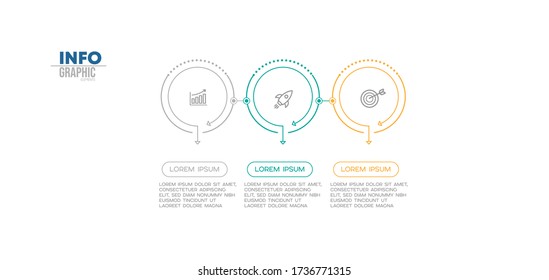 Vektorgrafik Infografische Vorlage mit Symbolen und 3 Optionen oder Schritten. Kann für Prozess, Präsentationen, Layout, Banner, Infografiken verwendet werden.