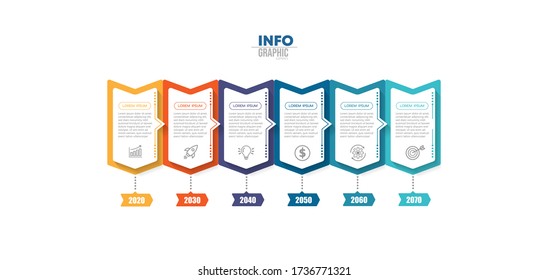 ilustración vectorial Plantilla de diseño infográfico con iconos y 6 opciones o pasos. Se puede usar para procesos, presentaciones, diseño, banner, gráfico de información.