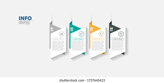 ilustración vectorial Plantilla de diseño infográfico con iconos y 4 opciones o pasos. Se puede usar para procesos, presentaciones, diseño, banner, gráfico de información.