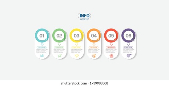 vector illustration Infographic design template with icons and 6 options or steps. Can be used for process, presentations, layout, banner,info graph.