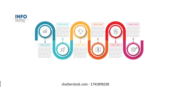 vector illustration Infographic design template with icons and 6 options or steps. Can be used for process, presentations, layout, banner,info graph.