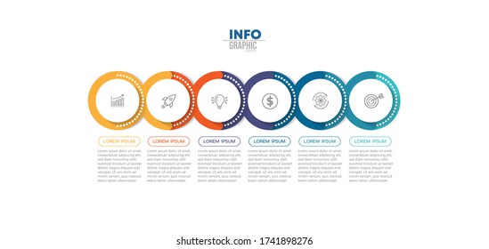 ilustración vectorial Plantilla de diseño infográfico con iconos y 6 opciones o pasos. Se puede usar para procesos, presentaciones, diseño, banner, gráfico de información.
