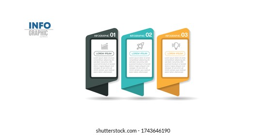 ilustración vectorial Plantilla de diseño infográfico con iconos y 3 opciones o pasos. Se puede usar para procesos, presentaciones, diseño, banner, gráfico de información.