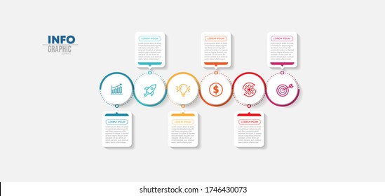 ilustración vectorial Plantilla de diseño infográfico con iconos y 6 opciones o pasos. Se puede usar para procesos, presentaciones, diseño, banner, gráfico de información.