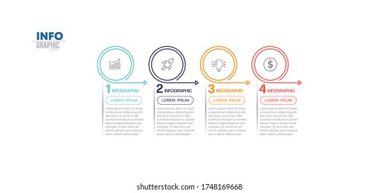 ilustración vectorial Plantilla de diseño infográfico con iconos y 4 opciones o pasos. Se puede usar para procesos, presentaciones, diseño, banner, gráfico de información.