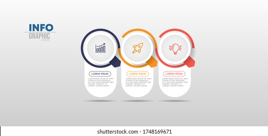 ilustración vectorial Plantilla de diseño infográfico con iconos y 3 opciones o pasos. Se puede usar para procesos, presentaciones, diseño, banner, gráfico de información.