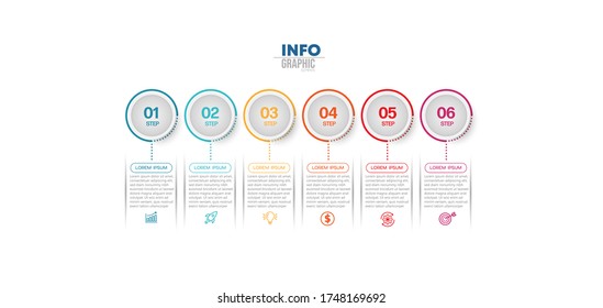 vector illustration Infographic design template with icons and 6 options or steps. Can be used for process, presentations, layout, banner,info graph.