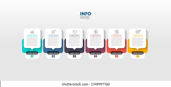 ilustración vectorial Plantilla de diseño infográfico con iconos y 6 opciones o pasos. Se puede usar para procesos, presentaciones, diseño, banner, gráfico de información.