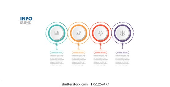 ilustración vectorial Plantilla de diseño infográfico con iconos y 4 opciones o pasos. Se puede usar para procesos, presentaciones, diseño, banner, gráfico de información.