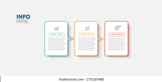 ilustración vectorial Plantilla de diseño infográfico con iconos y 3 opciones o pasos. Se puede usar para procesos, presentaciones, diseño, banner, gráfico de información.