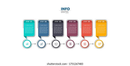 ilustración vectorial Plantilla de diseño infográfico con iconos y 6 opciones o pasos. Se puede usar para procesos, presentaciones, diseño, banner, gráfico de información.
