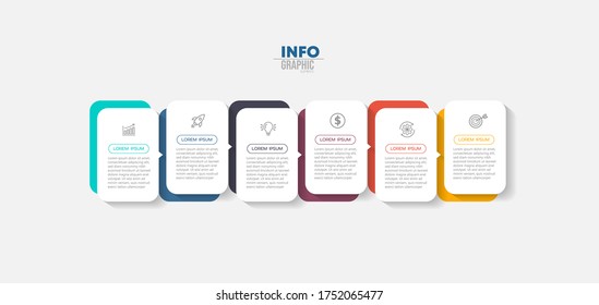 ilustración vectorial Plantilla de diseño infográfico con iconos y 6 opciones o pasos. Se puede usar para procesos, presentaciones, diseño, banner, gráfico de información.