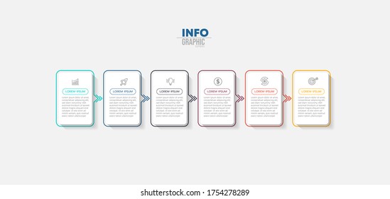 vector illustration Infographic design template with icons and 6 options or steps. Can be used for process, presentations, layout, banner,info graph.