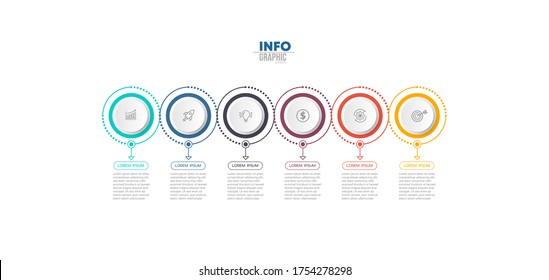 vector illustration Infographic design template with icons and 6 options or steps. Can be used for process, presentations, layout, banner,info graph.