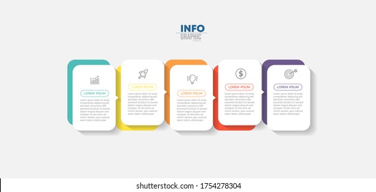 Vektorgrafik Infografische Design-Vorlage mit Symbolen und 5 Optionen oder Schritte. Kann für Prozess, Präsentationen, Layout, Banner, Infografik verwendet werden.