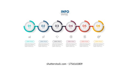 vector illustration Infographic design template with icons and 6 options or steps. Can be used for process, presentations, layout, banner,info graph.