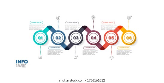 vector illustration Infographic design template with icons and 6 options or steps. Can be used for process, presentations, layout, banner,info graph.