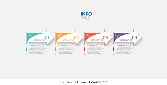 ilustración vectorial Plantilla de diseño infográfico con iconos y 4 opciones o pasos. Se puede usar para procesos, presentaciones, diseño, banner, gráfico de información.