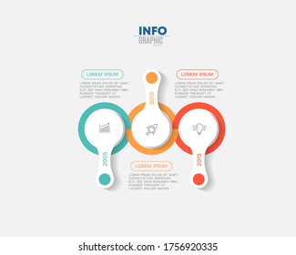 Vektorgrafik Infografische Design-Vorlage mit Symbolen und 3 Optionen oder Schritte. Kann für Prozess, Präsentationen, Layout, Banner, Infografik verwendet werden.