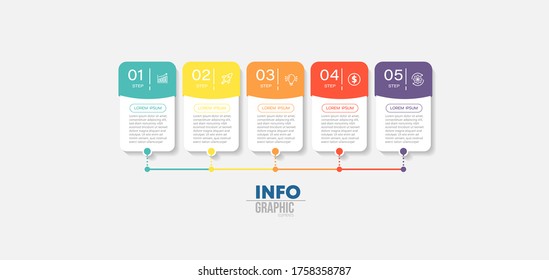 ilustración vectorial Plantilla de diseño infográfico con iconos y 5 opciones o pasos. Se puede usar para procesos, presentaciones, diseño, banner, gráfico de información.