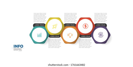 ilustración vectorial Plantilla de diseño infográfico con iconos y 5 opciones o pasos. Se puede usar para procesos, presentaciones, diseño, banner, gráfico de información.