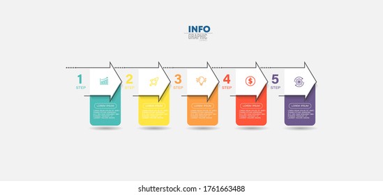 ilustración vectorial Plantilla de diseño infográfico con iconos y 5 opciones o pasos. Se puede usar para procesos, presentaciones, diseño, banner, gráfico de información.