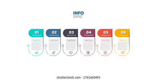 vector illustration Infographic design template with icons and 6 options or steps. Can be used for process, presentations, layout, banner,info graph.