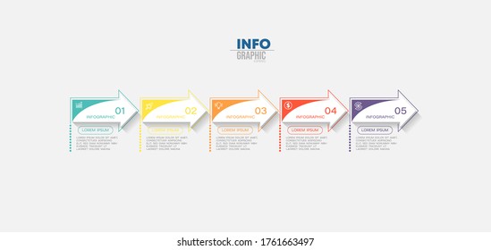ilustración vectorial Plantilla de diseño infográfico con iconos y 5 opciones o pasos. Se puede usar para procesos, presentaciones, diseño, banner, gráfico de información.