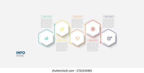 ilustración vectorial Plantilla de diseño infográfico con iconos y 5 opciones o pasos. Se puede usar para procesos, presentaciones, diseño, banner, gráfico de información.