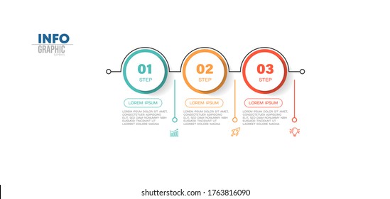 ilustración vectorial Plantilla de diseño infográfico con iconos y 3 opciones o pasos. Se puede usar para procesos, presentaciones, diseño, banner, gráfico de información.