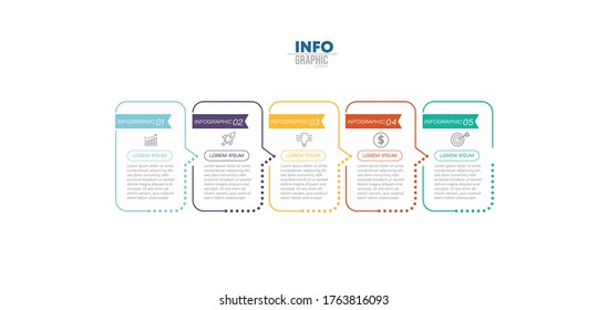 ilustración vectorial Plantilla de diseño infográfico con iconos y 5 opciones o pasos. Se puede usar para procesos, presentaciones, diseño, banner, gráfico de información.