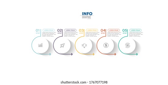 vector illustration Infographic design template with icons and 5 options or steps. Can be used for process, presentations, layout, banner,info graph.