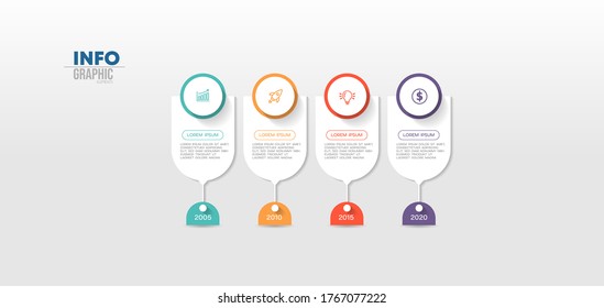 ilustración vectorial Plantilla de diseño infográfico con iconos y 4 opciones o pasos. Se puede usar para procesos, presentaciones, diseño, banner, gráfico de información.