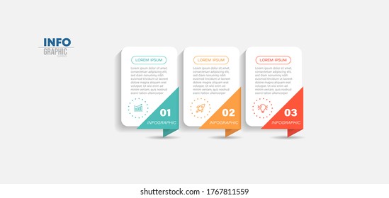 Vektorgrafik Infografische Design-Vorlage mit Symbolen und 3 Optionen oder Schritte. Kann für Prozess, Präsentationen, Layout, Banner, Infografik verwendet werden.