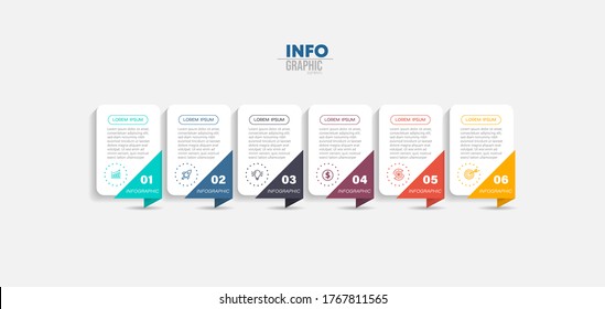 vector illustration Infographic design template with icons and 6 options or steps. Can be used for process, presentations, layout, banner,info graph.