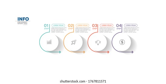 vector illustration Infographic design template with icons and 4 options or steps. Can be used for process, presentations, layout, banner,info graph.