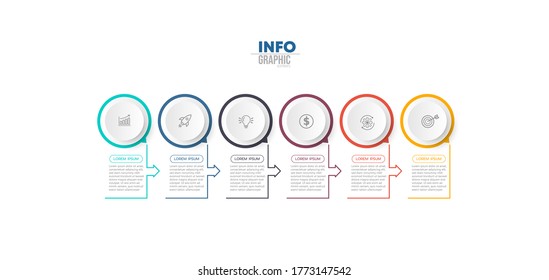 ilustración vectorial Plantilla de diseño infográfico con iconos y 6 opciones o pasos. Se puede usar para procesos, presentaciones, diseño, banner, gráfico de información.