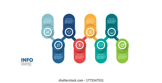 vector illustration Infographic design template with icons and 8 options or steps. Can be used for process, presentations, layout, banner,info graph.