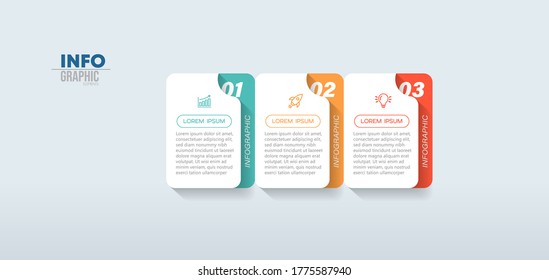 ilustración vectorial Plantilla de diseño infográfico con iconos y 3 opciones o pasos. Se puede usar para procesos, presentaciones, diseño, banner, gráfico de información.