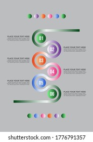 Ilustración vectorial Plantilla de diseño infográfico con iconos y 6 opciones o pasos. Se puede usar para procesos, presentaciones, diseño, banner.
