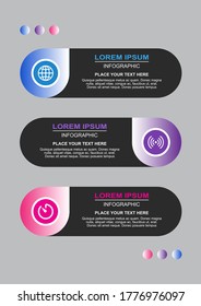 Infografische Design-Vorlage für Vektorgrafik mit Symbolen und 3 Optionen oder Schritten. Kann für Prozess, Präsentationen, Layout, Banner verwendet werden.
