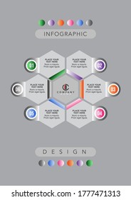 Vector illustration Infographic design template with icons and 6 options or steps. Can be used for process, presentations, layout, banner.
