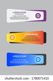 Ilustración vectorial Plantilla de diseño infográfico con iconos y 3 opciones o pasos. Se puede usar para procesos, presentaciones, diseño, banner.

