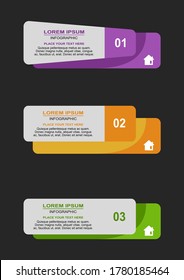 Infografische Design-Vorlage für Vektorgrafik mit Symbolen und 3 Optionen oder Schritten. Kann für Prozess, Präsentationen, Layout, Banner verwendet werden.