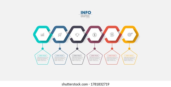 ilustración vectorial Plantilla de diseño infográfico con iconos y 6 opciones o pasos. Se puede usar para procesos, presentaciones, diseño, banner, gráfico de información.