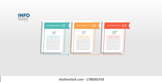 ilustración vectorial Plantilla de diseño infográfico con iconos y 3 opciones o pasos. Se puede usar para procesos, presentaciones, diseño, banner, gráfico de información.