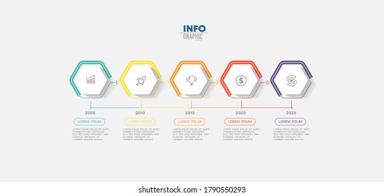 ilustración vectorial Plantilla de diseño infográfico con iconos y 5 opciones o pasos. Se puede usar para procesos, presentaciones, diseño, banner, gráfico de información.